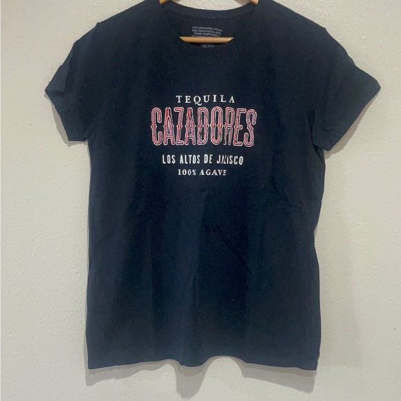los cazadores Tops - Tequila cazadores Black Fitted Polo Short Sleeve T-Shirt